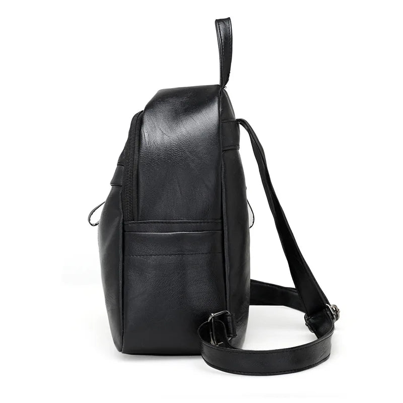 Leather Women Backpack School Backpacks Zipper School Bag For Girls