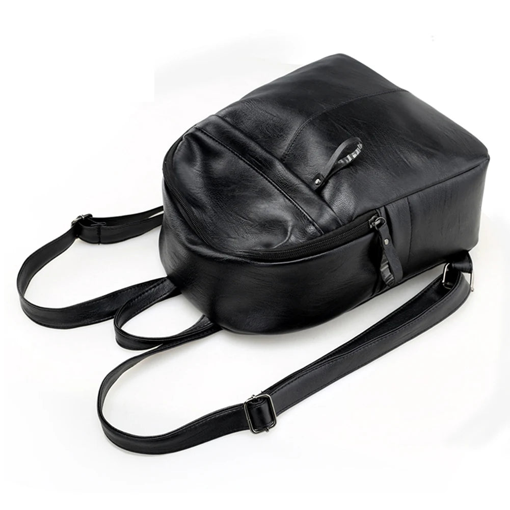Leather Women Backpack Shoulder Bag for Teenager Girls Student