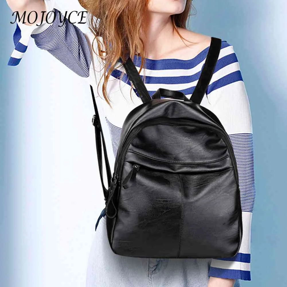 Vintage Leather Women Backpack School Book Bag Teenager College Knapsack