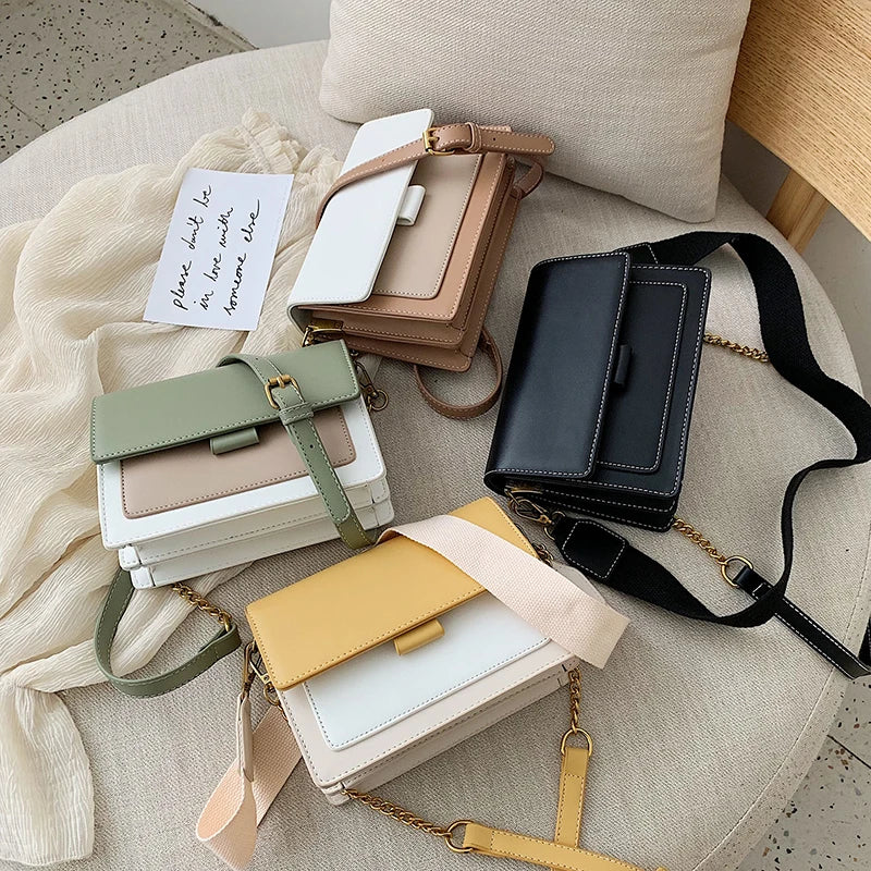 Leather Women Messenger Bag Handbags Chain Shoulder Strap Crossbody Bag