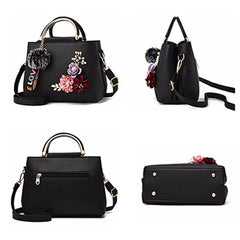 Leather Women's Shoulder Bags Casual Wild Retro Embroidery Handbag
