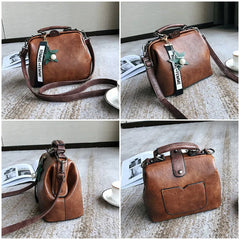 Leather Women's Shoulder Bags Casual Wild Retro Embroidery Handbag