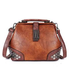 Leather Women's Shoulder Bags Casual Wild Retro Embroidery Handbag