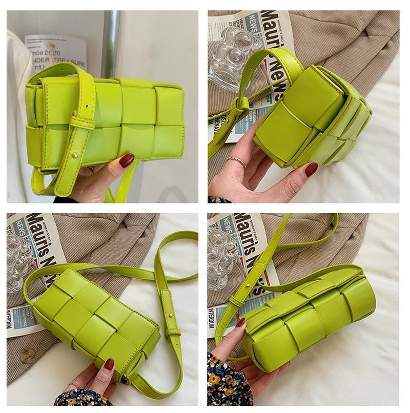 Women's Leather Woven Waist Bag Chest Pouch