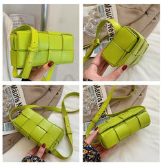 Women's Leather Woven Waist Bag Chest Pouch