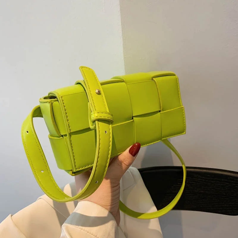 Women's Leather Woven Waist Bag Chest Pouch