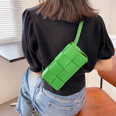 Women's Leather Woven Waist Bag Chest Pouch