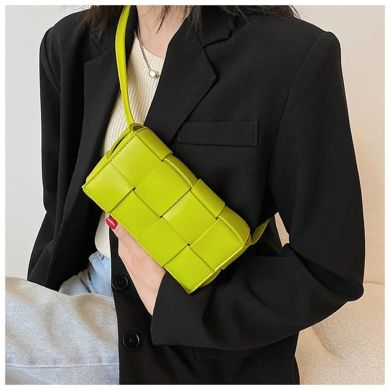 Women's Leather Woven Waist Bag Chest Pouch