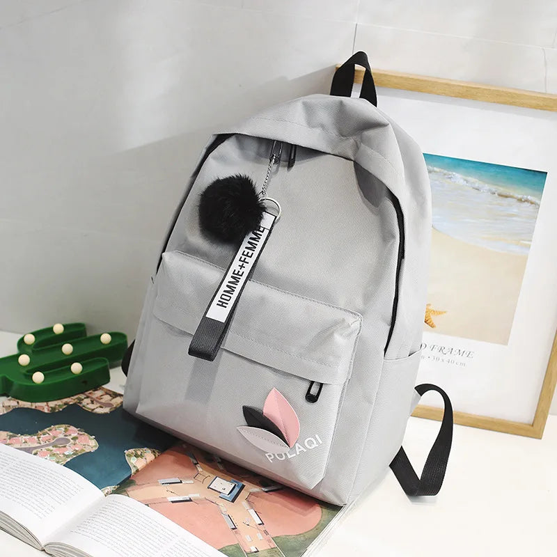 Leaves Backpack Printed Plants Canvas Student School Bags Teenager Girls