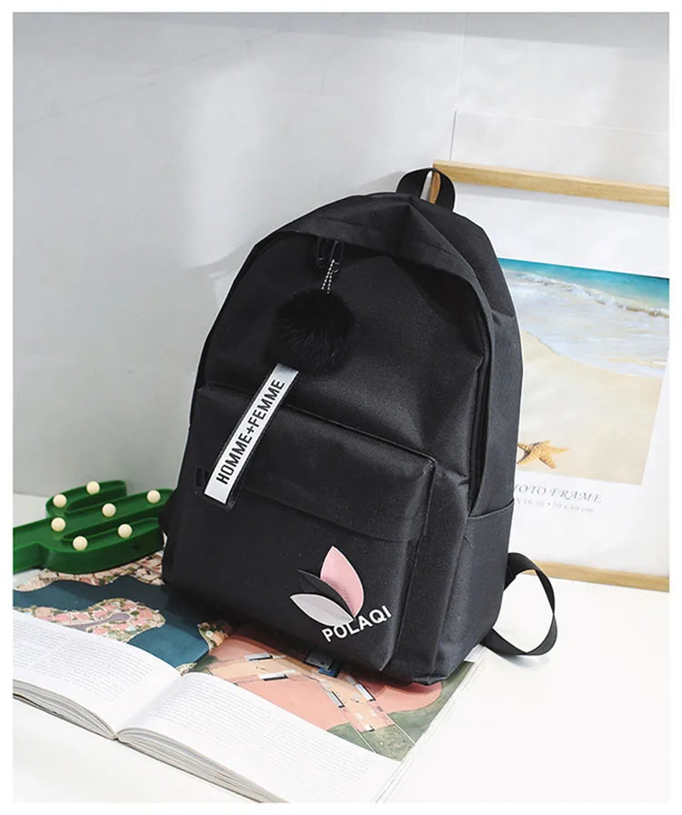 Leaves Backpack Printed Plants Canvas Student School Bags Teenager Girls