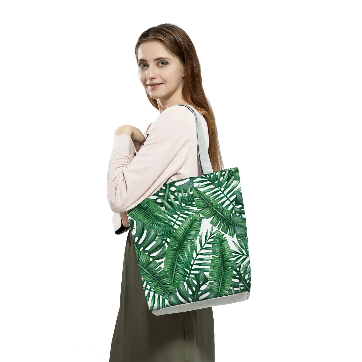 Leaves Printed Tote Eco Friendly Plant Portable Shopping Bag