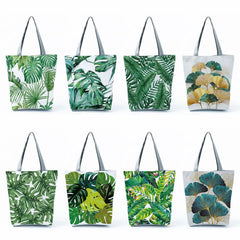 Leaves Printed Tote Eco Friendly Plant Portable Shopping Bag