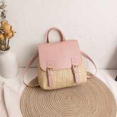 Retro Weave Handbag Mini Straw Bags Women Rattan Woven Backpack