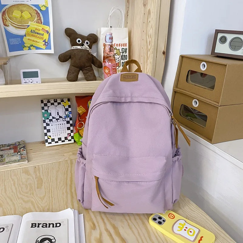 Large-capacity Solid School Bag Multi-functional Unisex