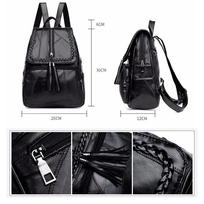 Leisure Women's Backpack Soft PU Leather Handbag Shoulder Bag Travel Schoolbags
