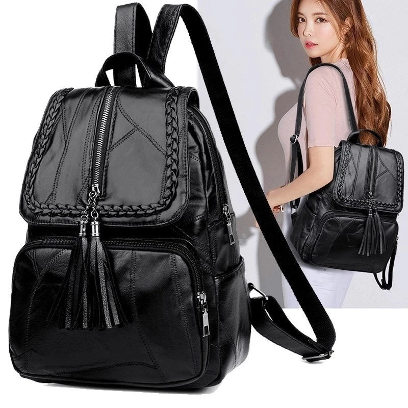 Leisure Women's Backpack Travel Soft PU Leather Handbag Shoulder Bag