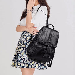 Leisure Women's Backpack Travel Soft PU Leather Handbag Shoulder Bag