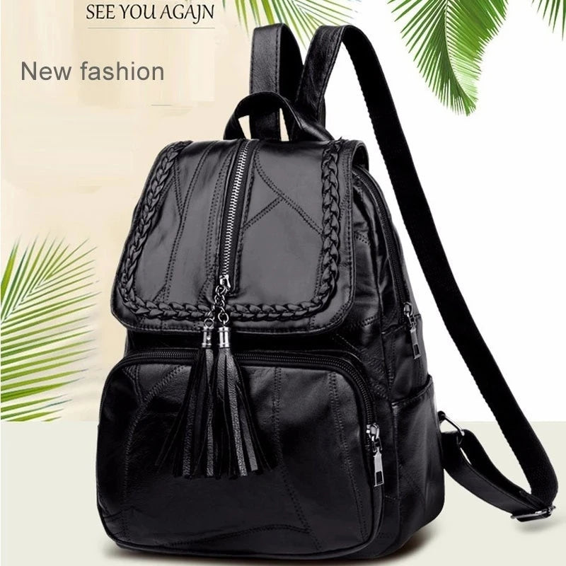 Leisure Women's Backpack Travel Soft PU Leather Handbag Shoulder Bag