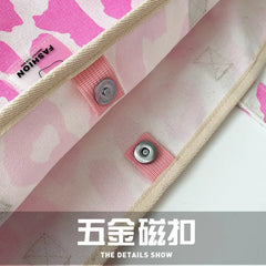 Leopard Canvas Tote Bag Large Capacity Shopping Bag Women Shoulder Bag