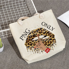 Leopard Lips Print Shoulder Bags High Capacity Women Totes