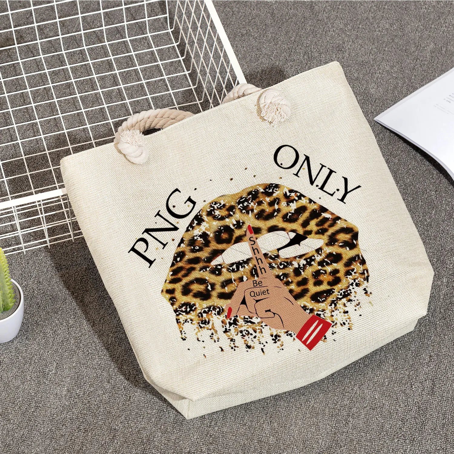 Leopard Lips Print Shoulder Bag High Capacity Women Tote