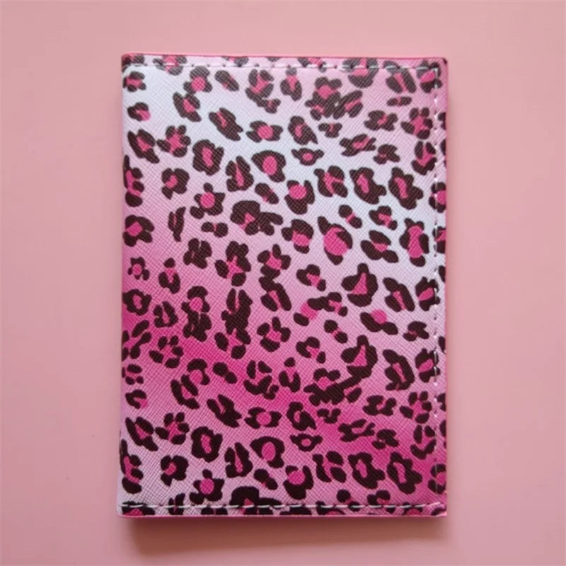 Leopard Print Passport Cover Travel Ticket Holder Case Pouch