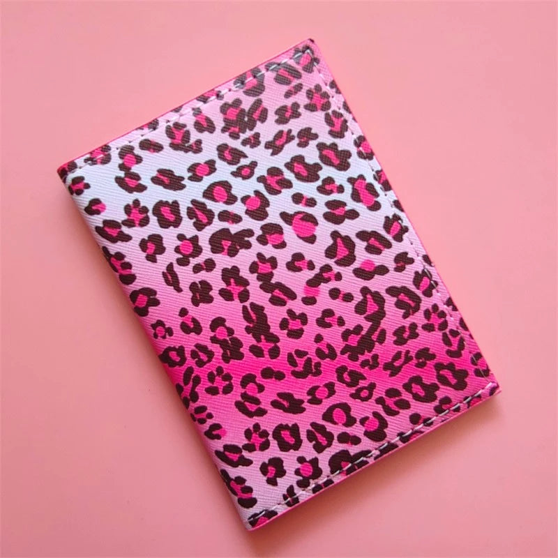 Leopard Print Passport Cover Travel Ticket Holder Case Pouch