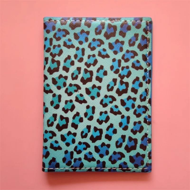 Leopard Print Passport Cover Travel Ticket Holder Case Pouch