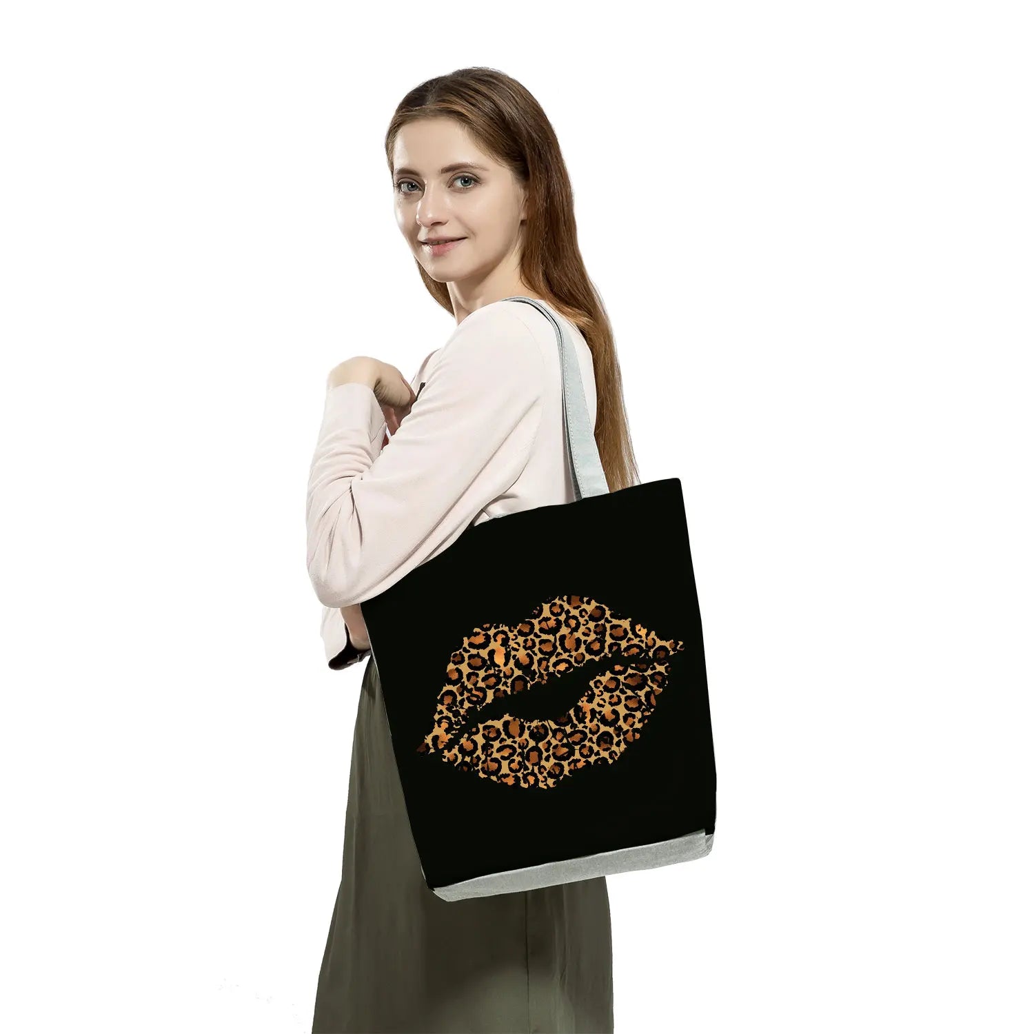 Leopard Shoulder Bags Travel Beach Bag High Capacity Folding Handbags For Women