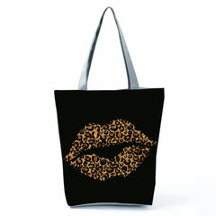 Leopard Shoulder Bags Travel Beach Bag High Capacity Folding Handbags For Women