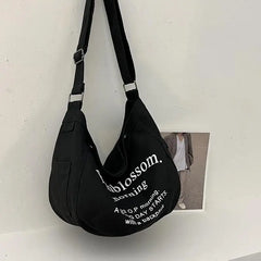 Letter Pattern Women Crossbody Canvas Bag Casual Portable Ladies Shoulder Bags