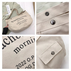 Letter Pattern Women Crossbody Canvas Bag Casual Portable Ladies Shoulder Bags