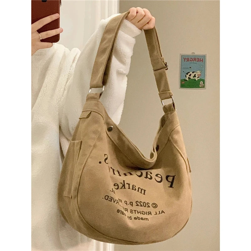 Pattern Women Crossbody Canvas Bag Casual Portable Ladies Shoulder Bags