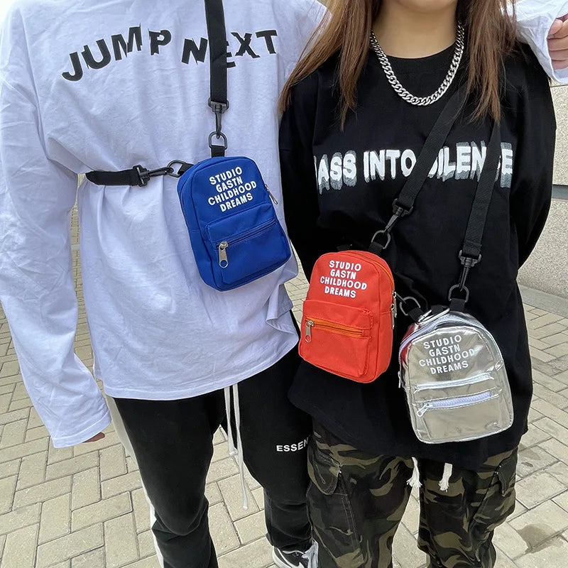 Letter Print Chest Bag Hiphop Streetwear Women Men Shoulder Package