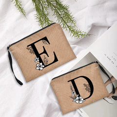 Women Cosmetic Gift Bag Linen Zipper Pouch Travel Tote Makeup Organizer
