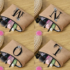 Women Cosmetic Gift Bag Linen Zipper Pouch Travel Tote Makeup Organizer