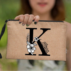 Women Cosmetic Gift Bag Linen Zipper Pouch Travel Tote Makeup Organizer