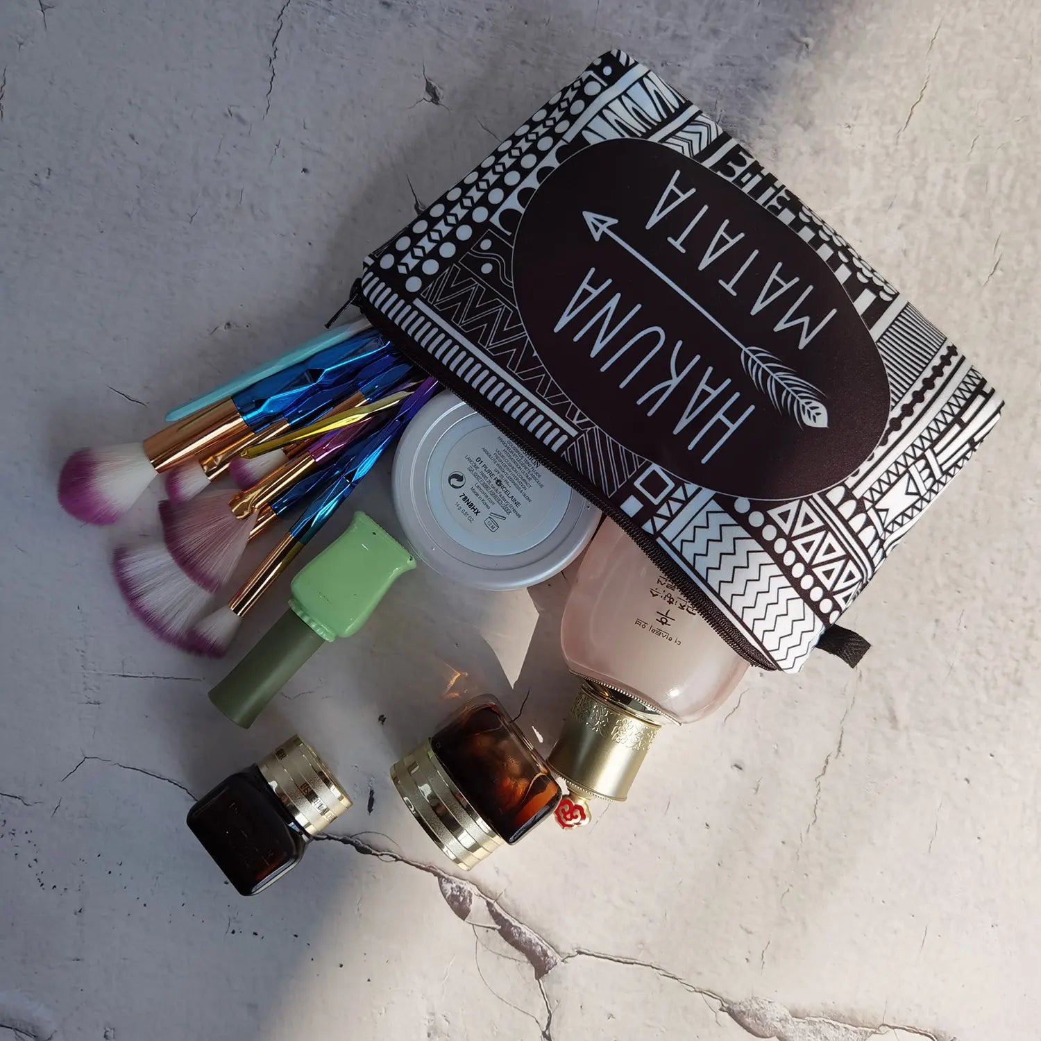 Portable Printed Cosmetic Organizer Bag for Women