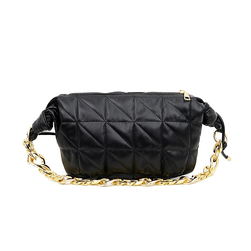 Lingge Chain Shoulder Bag - Women Crossbody Messenger Handbag