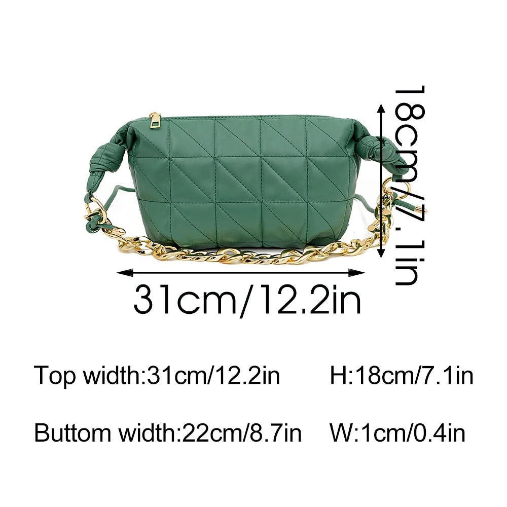 Lingge Chain Shoulder Bag - Women Crossbody Messenger Handbag