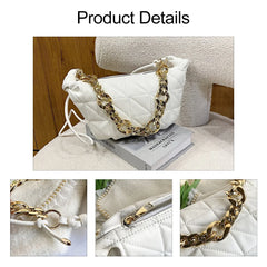 Lingge Chain Shoulder Bag - Women Crossbody Messenger Handbag