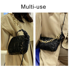 Lingge Chain Shoulder Bag - Women Crossbody Messenger Handbag