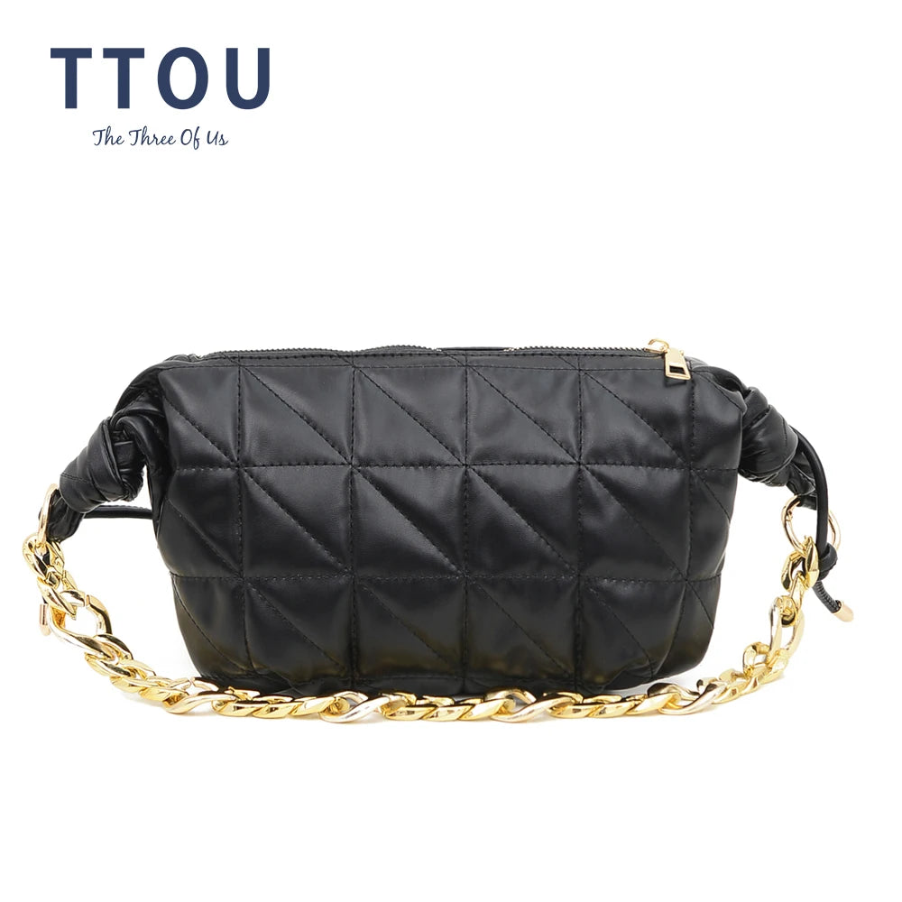 Lingge Chain Shoulder Bag - Women Crossbody Messenger Handbag