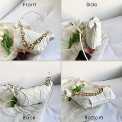 Lingge Chain Shoulder Bag - Women Crossbody Messenger Handbag