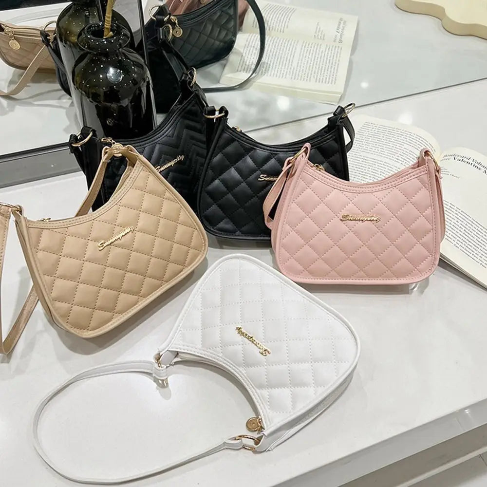 Lingge Embroidery Small Shoulder Bag Tote Messenger Underarm Bag