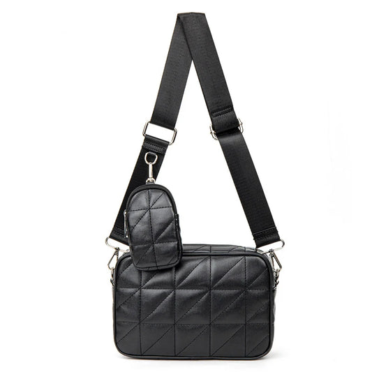 Lingge Leather Crossbody Bag For Women Solid Handbag and Purse