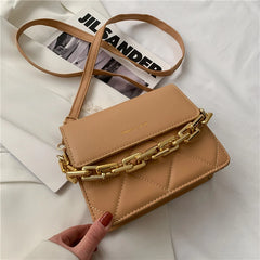 Lingge Chain Messenger Bag Women's Clutch Crossbody Bags PU Leather