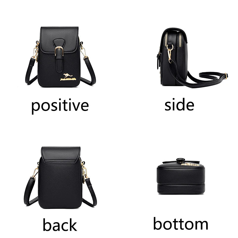 Lock Shoulder Bags Vertical Double-Layer Solid Ladies Messenger