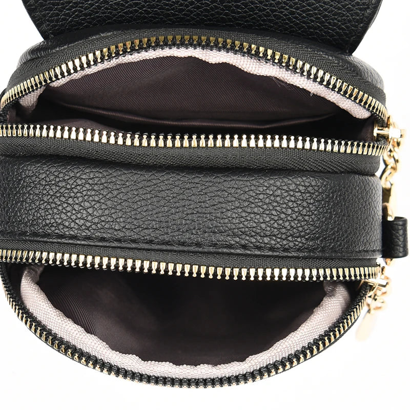 Lock Shoulder Bags Vertical Double-Layer Solid Ladies Messenger