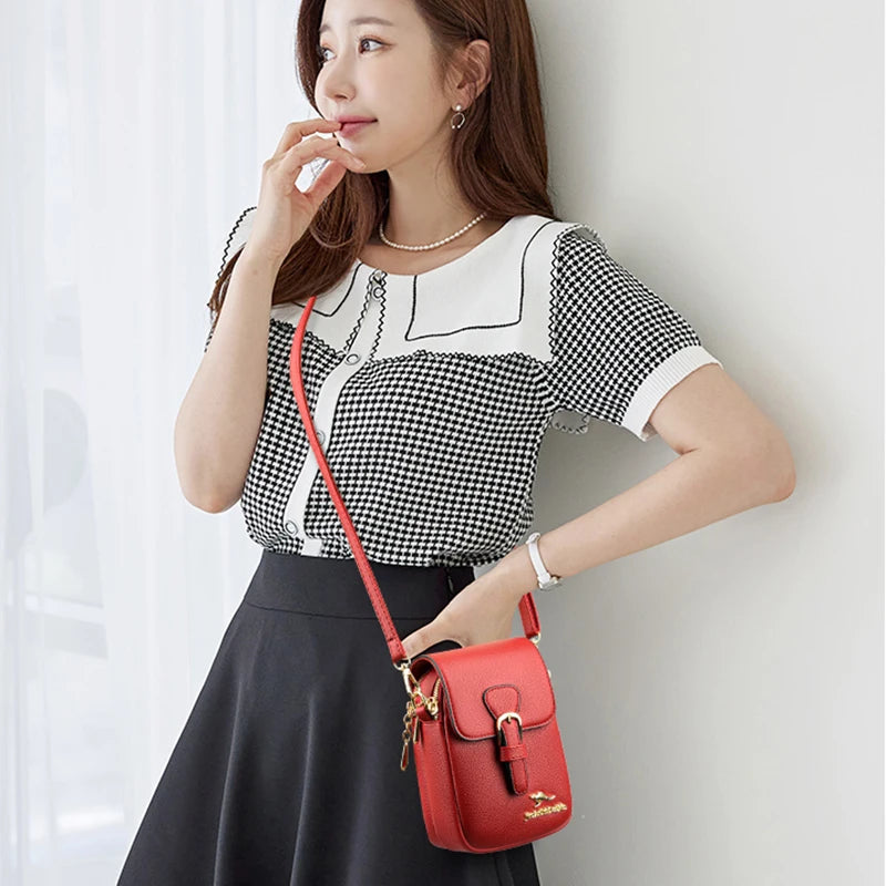 Lock Shoulder Bags Vertical Double-Layer Solid Ladies Messenger